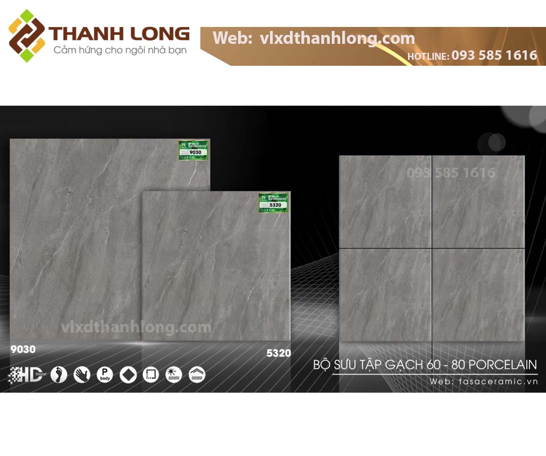 (60x60) Đá Bán Sứ Mờ (1t = 4v = 1.44m2)